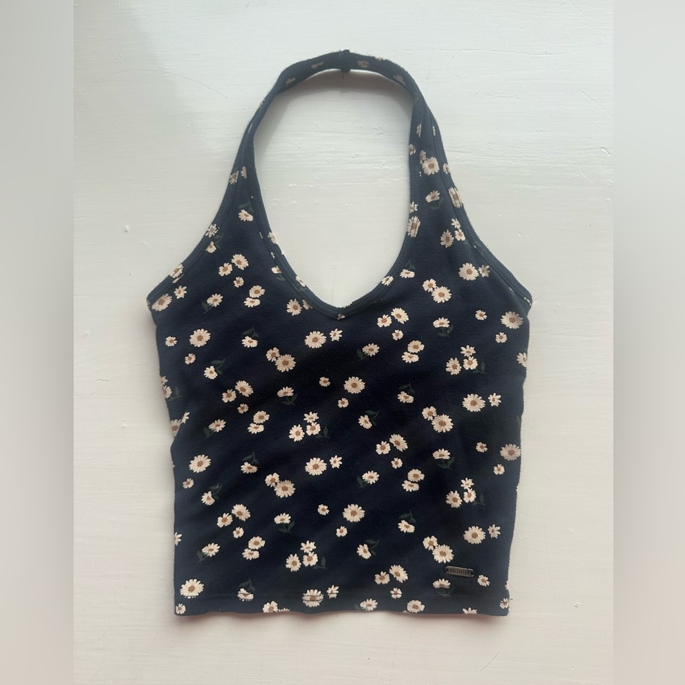 HOLLISTER HALTER TOP SIZE XXS DAISY PRINT